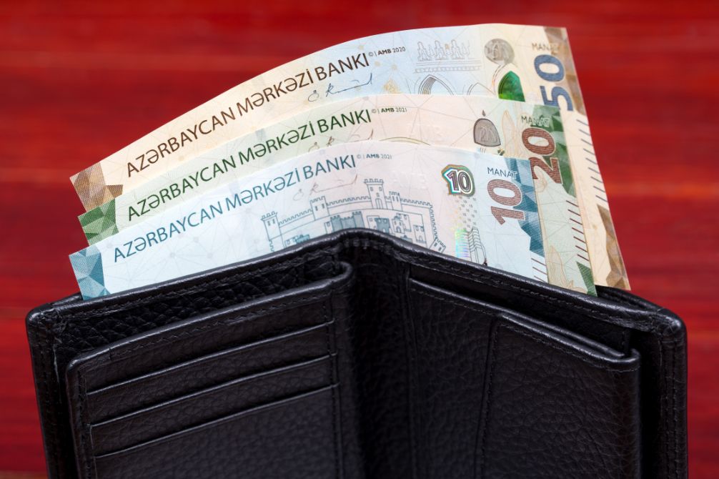 azerbaijani money in the black wallet