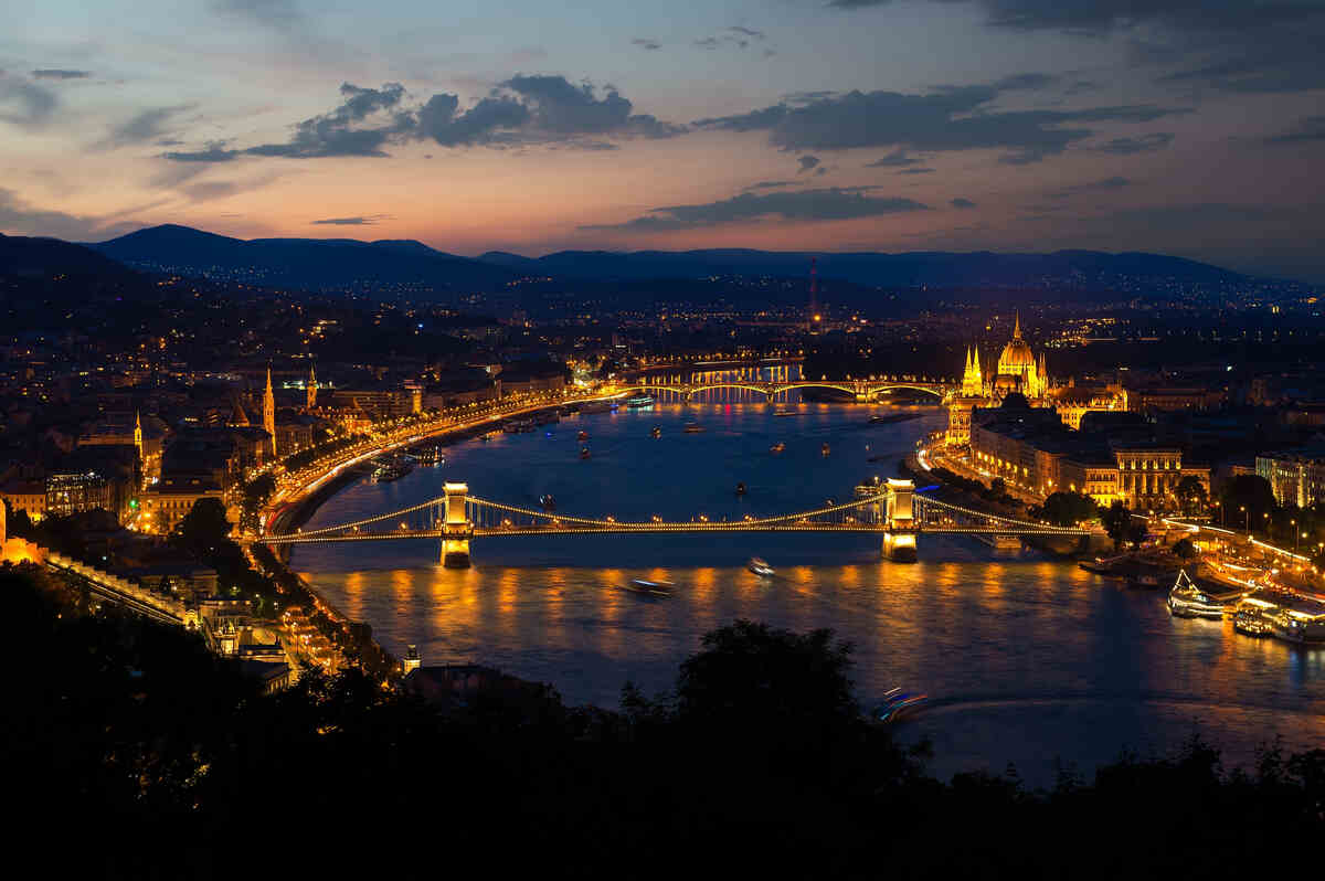 panorama of evening Budapest, as a great place for digital nomads